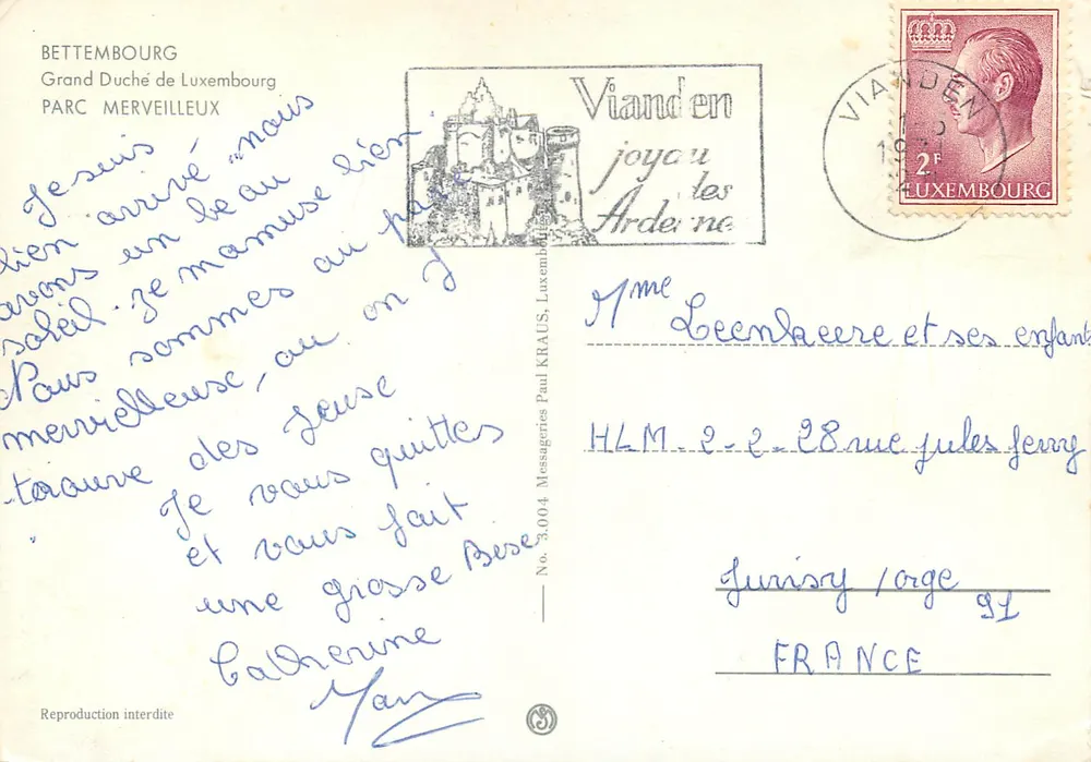 Bettembourg — Parc merveilleux — Messageries Paul Kraus, No. 3.004 - Verso