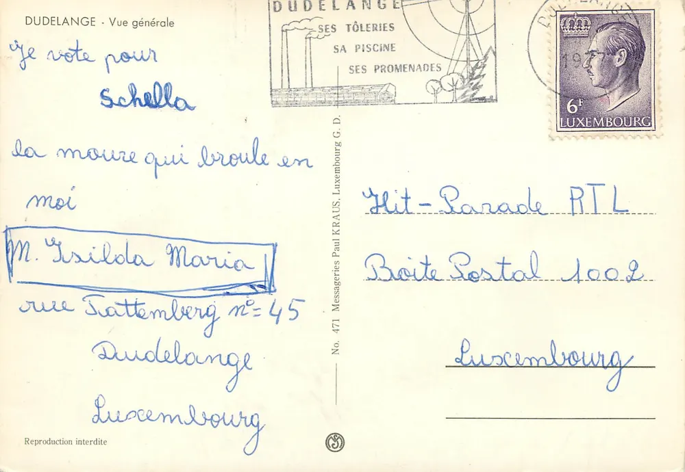 Dudelange — Visão geral — Messageries Paul Kraus G.D. - Verso