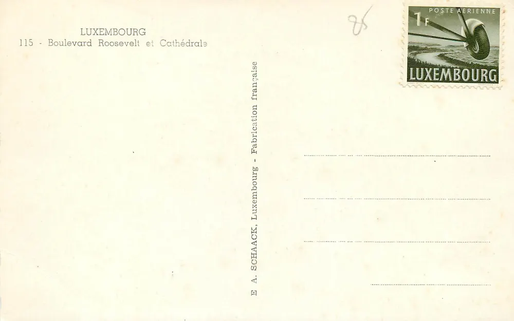 Luxemburgo — Catedral e Avenida Roosevelt — E. A. SchaaCK - Verso