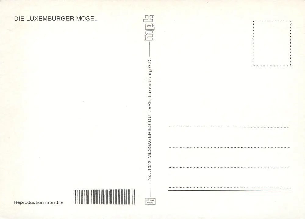मॉसेल — दृश्य, जहाज और अंगूर के बाग — DIE LUXEMBURGER MOSEL, संख्या 1052 - पीछे