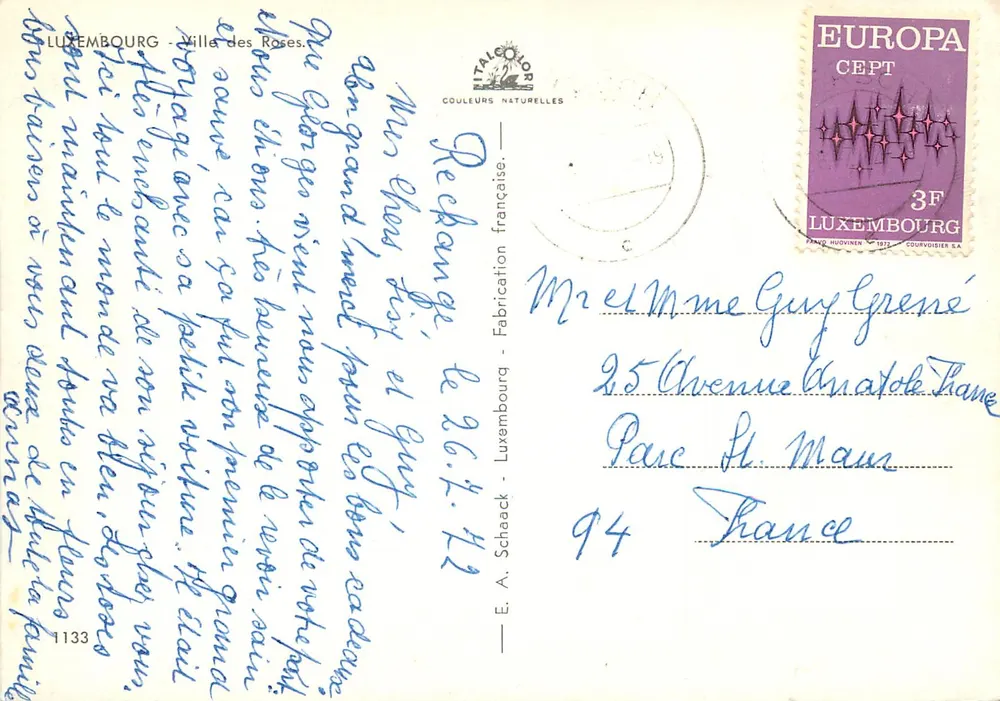 Luxembourg — City of Roses — E. A. Schaack - Back