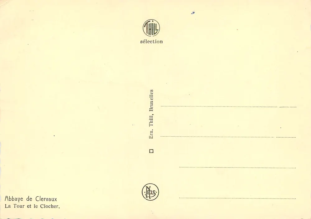 Abadia de Clervaux — A Torre e o Sintral — Editor Thill, Bruxelas - Verso