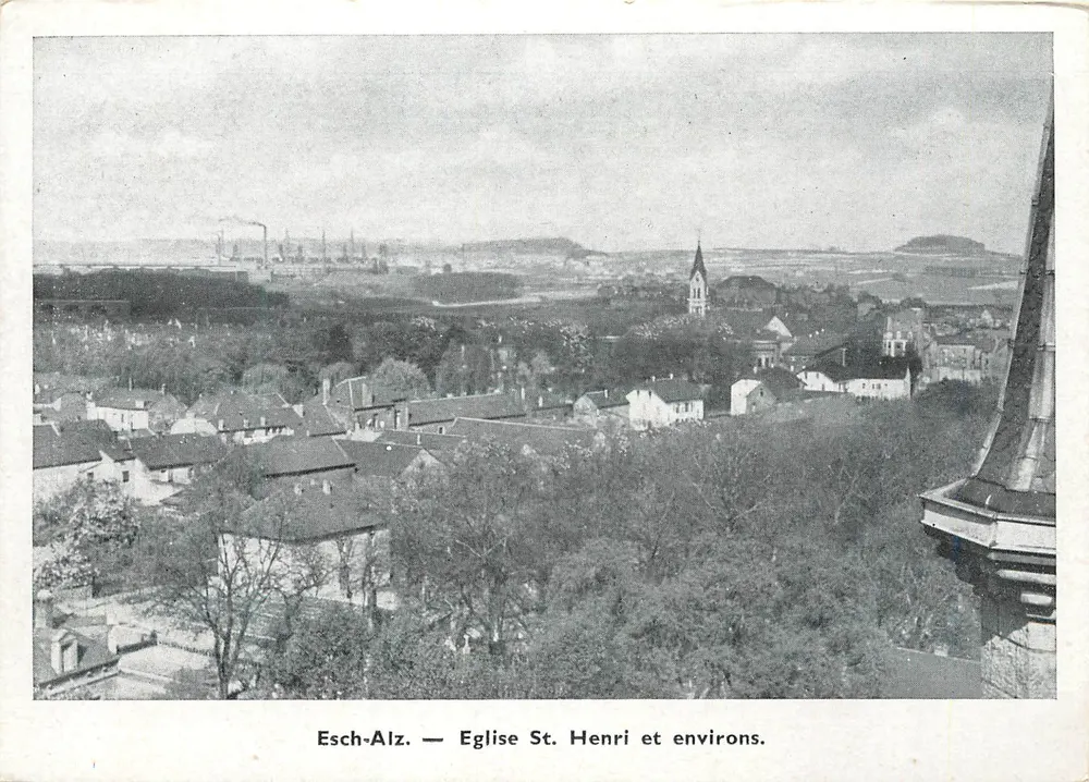 Esch-Alz. — Église St. Henri et environs. - Recto