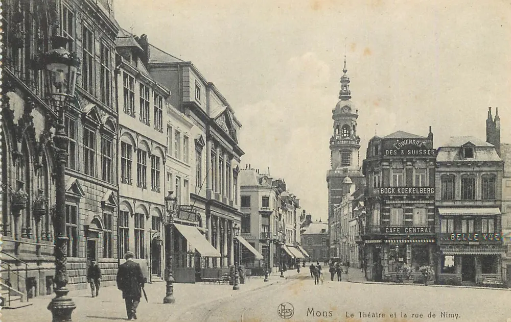 Mons — Ansicht des Theaters und der Straße Nimy — Nels - Vorderseite