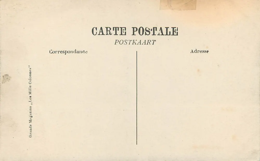 Ostende — Vue générale du port — éditeur 'Grands Magasins "Les Mille Colonnes"' - Verso