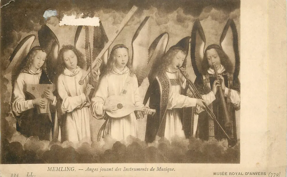 Anjo tocando Instrumentos de Música — Memling — Museu Real de Anvers (779) - Frente