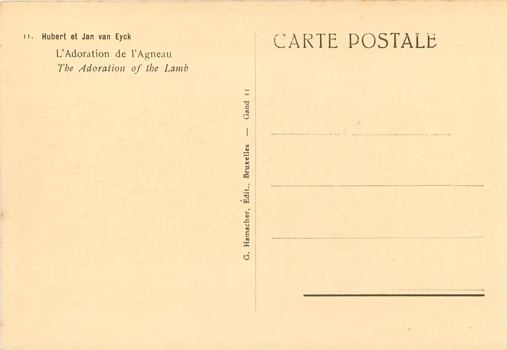 L'Adoration de l'Agneau — Hubert et Jan van Eyck — G. Hamacher, Bruxelles - Verso