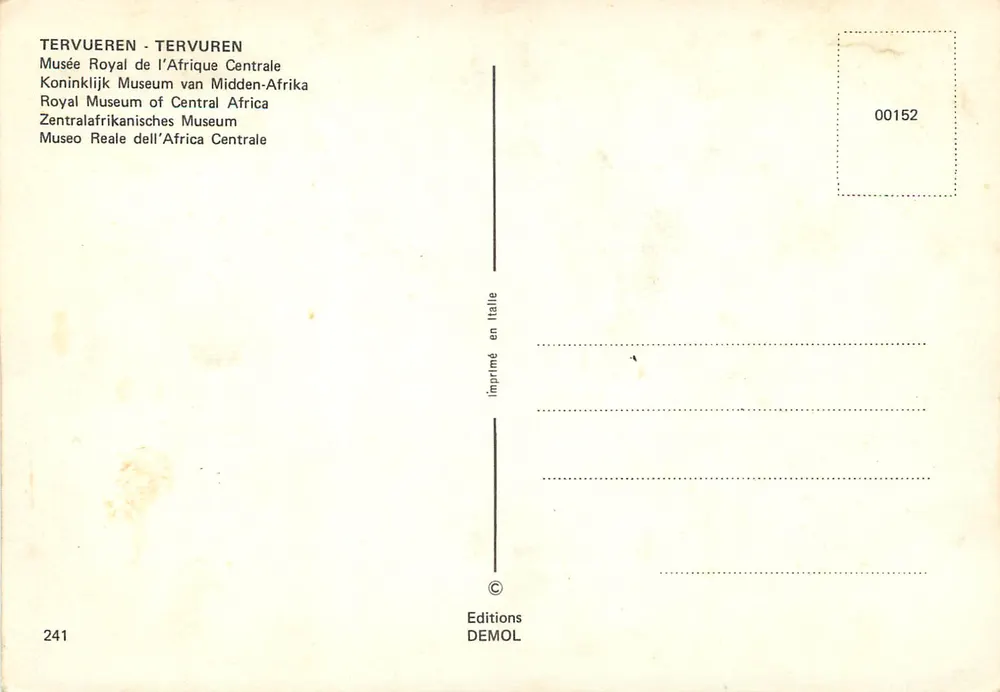 Castelo de Tervuren — Museu Real da África Central — Edições DEMOL - Verso
