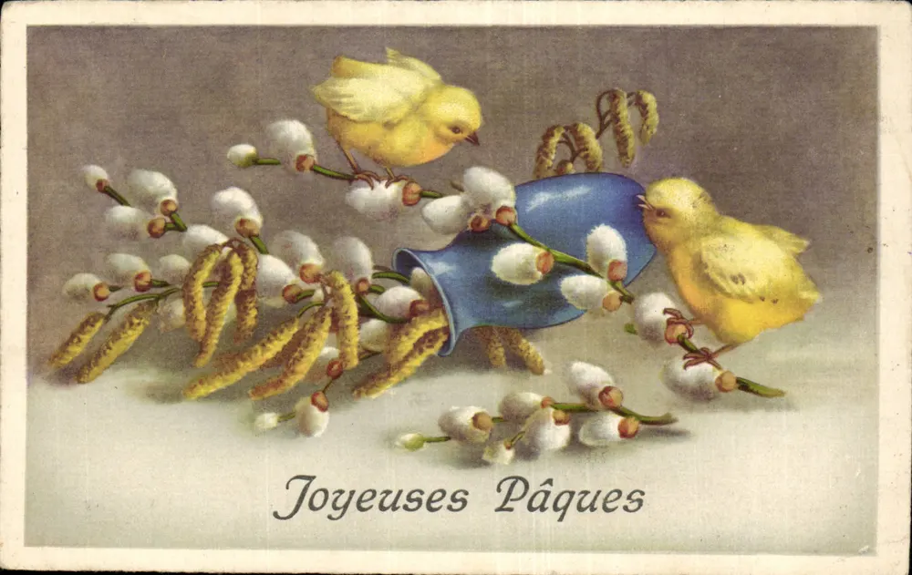 Páscoa — pássaros e salgueiro — C. NICOLAS, Paris - Frente