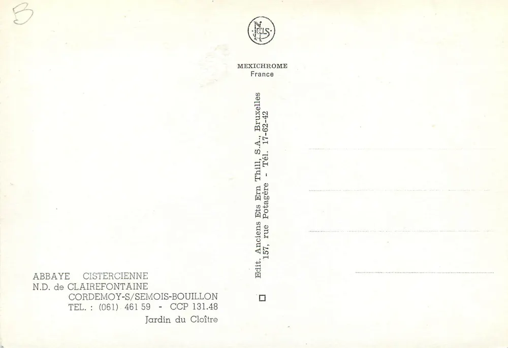 Garten des Cloisters — Zisterzienserkloster Clairefontaine — Verlag IRIS - Rückseite