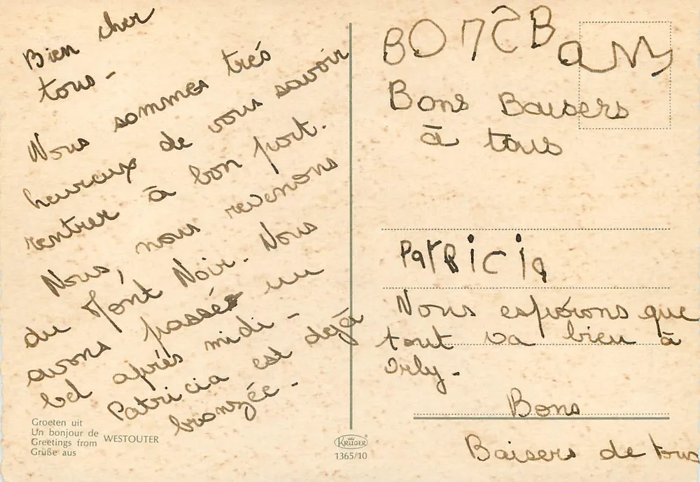 Rodeberg — Mont Rouge, Mont Noir, Westouter — editor Krüger, n° 1365/10 - Verso