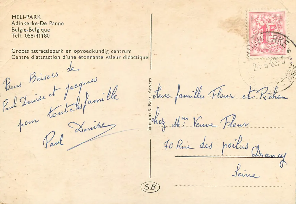Meli-Park — Souvenir — Édition S. Best, Anvers - Verso