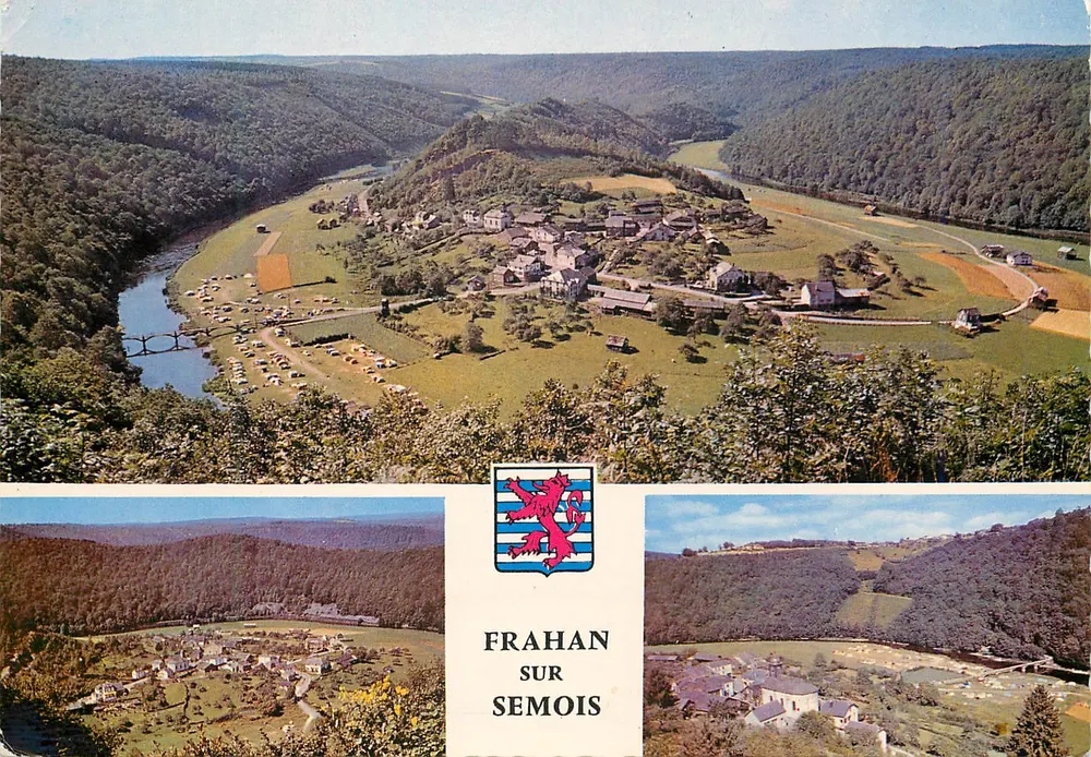 FRAHAN SUR SEMOIS — visão panorâmica do vilarejo e do rio — ed. Anciens Ets Ern Thill, S.A., Bruxelas - Frente