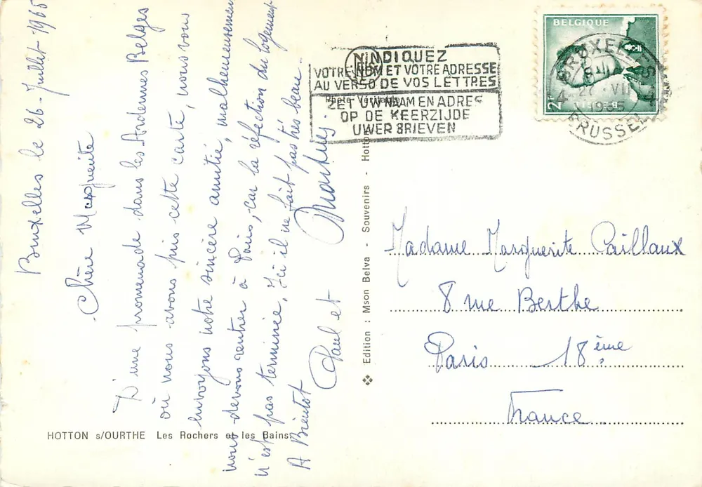 Les Rochers et les Bains — Hotton s/Ourthe — Édition : Mson Belva - Verso