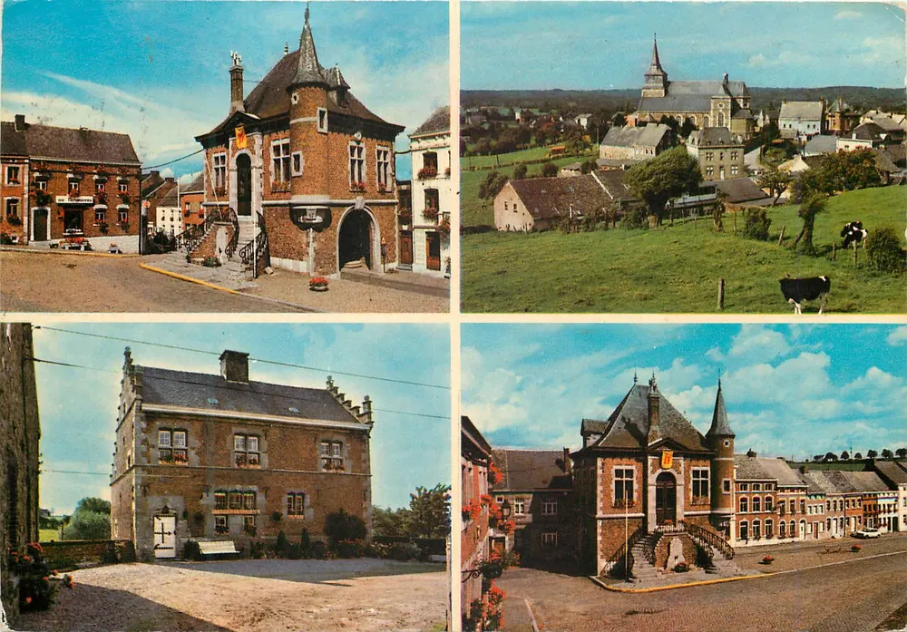Clermont-sur-Berwinne — vista da prefeitura, igreja e paisagem — Édit. Lander - Eupen n°3697 - Frente