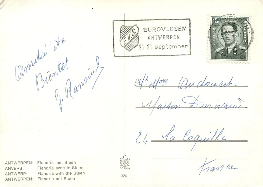 Anversa — Flandria con la Steen — Orania 326 - Verso