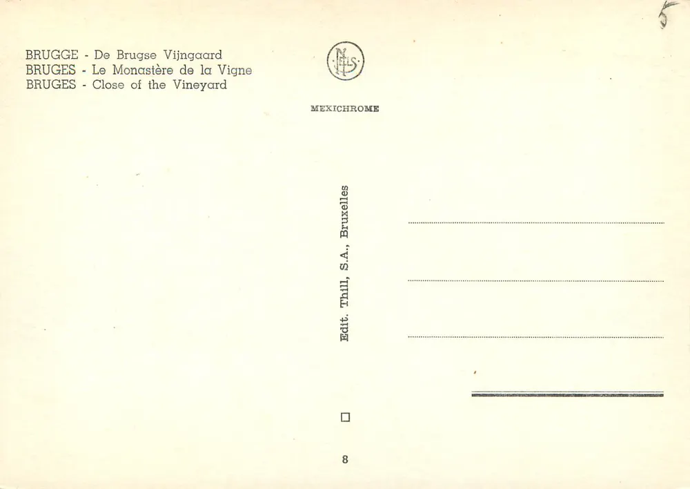 Bruges - O Mosteiro da Vinha — Editor Thill, S.A., Bruxelas, n°8 - Verso