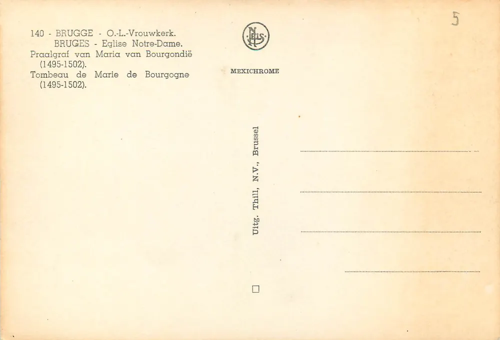 Grab Marie von Burgund — Brügge — Kirche Notre-Dame — Verlag IRIS, Nr. 140 - Rückseite