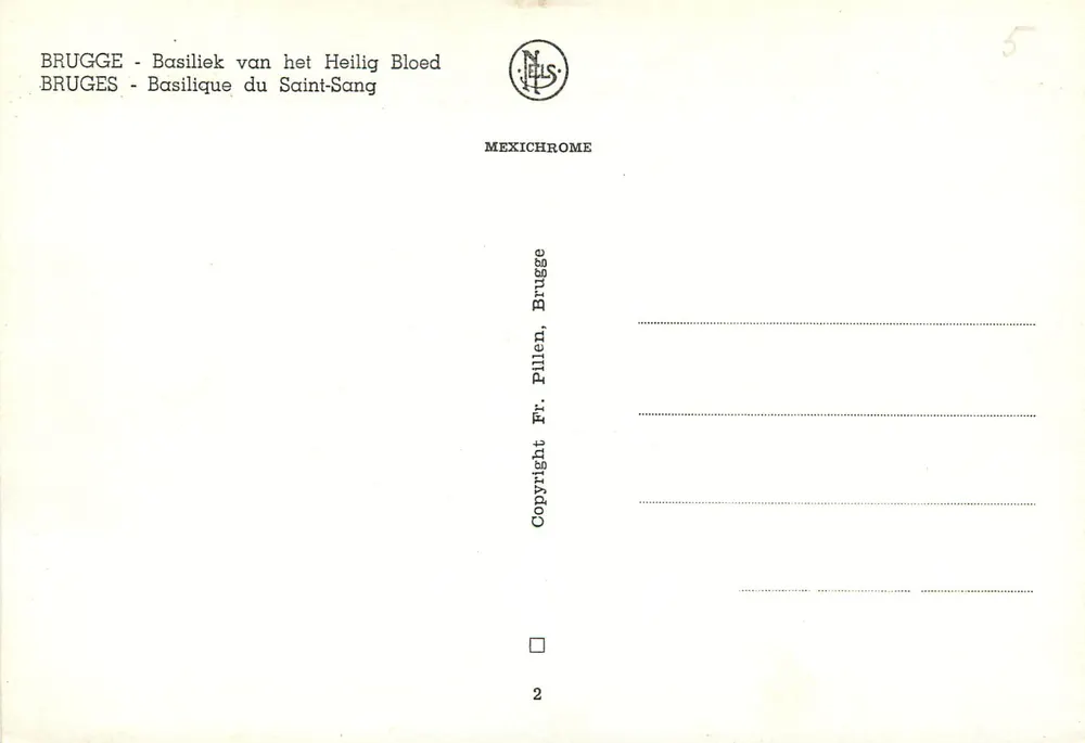 Interior da Basílica do Sangue Santo em Bruges — editor Fr. Pillen, Brugge, n°5 - Verso