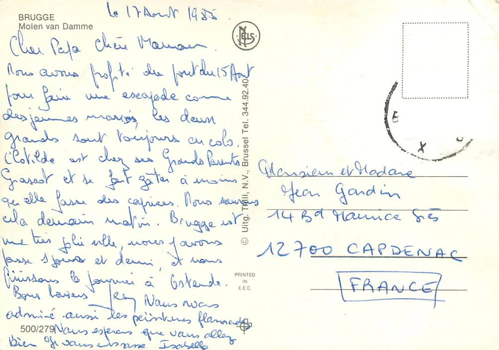 Molen van Damme — Brugge — Uitg. Thill, N.V., Brussel - Verso