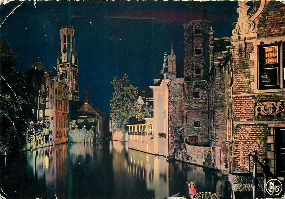 Bruges — Canal du Quai du Rosaire illuminé — Anciens Ets Ern. Thill, S.A. - Recto