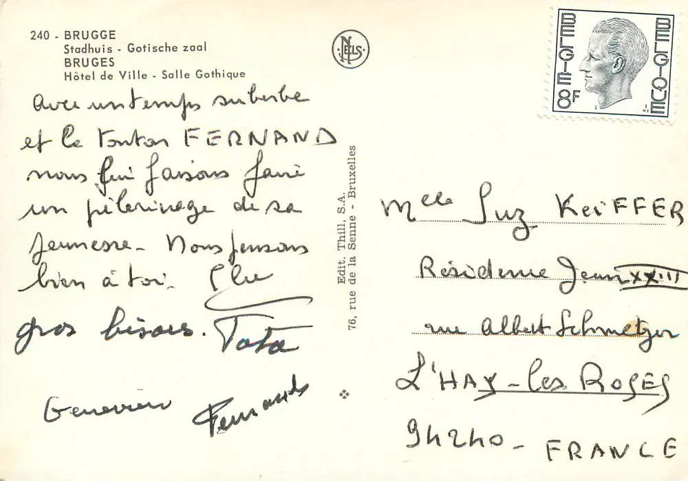 Bruges - Hôtel de Ville - Salle Gothique — Éditeur Thill, S.A., n° 240 - Verso