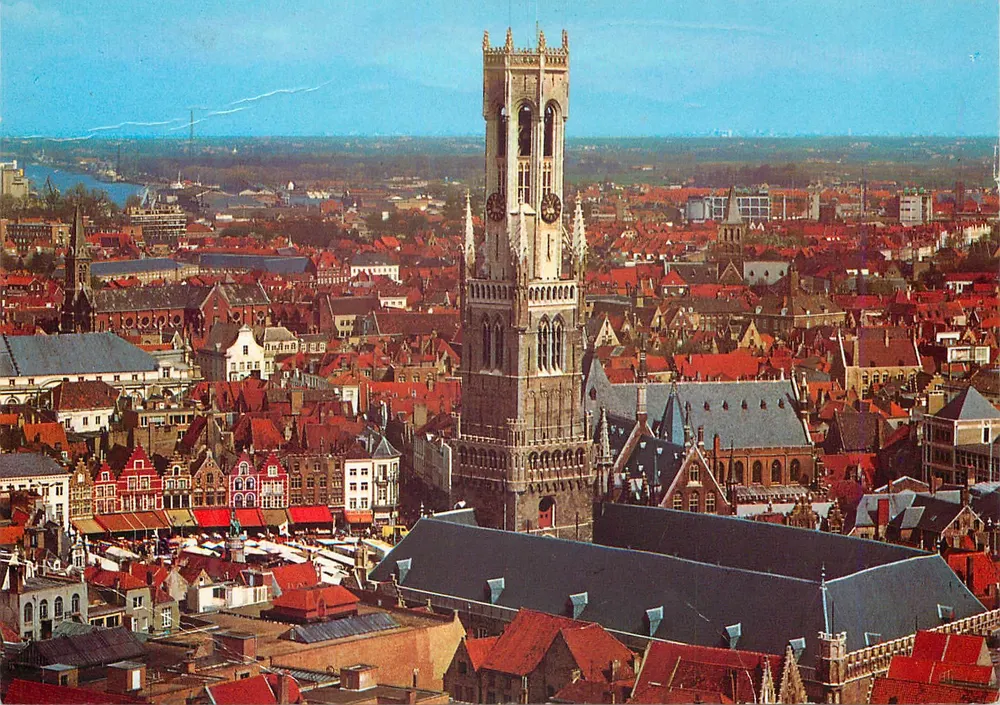Bruges — vista aérea com o Belfort — editor a. van mieghem - Frente