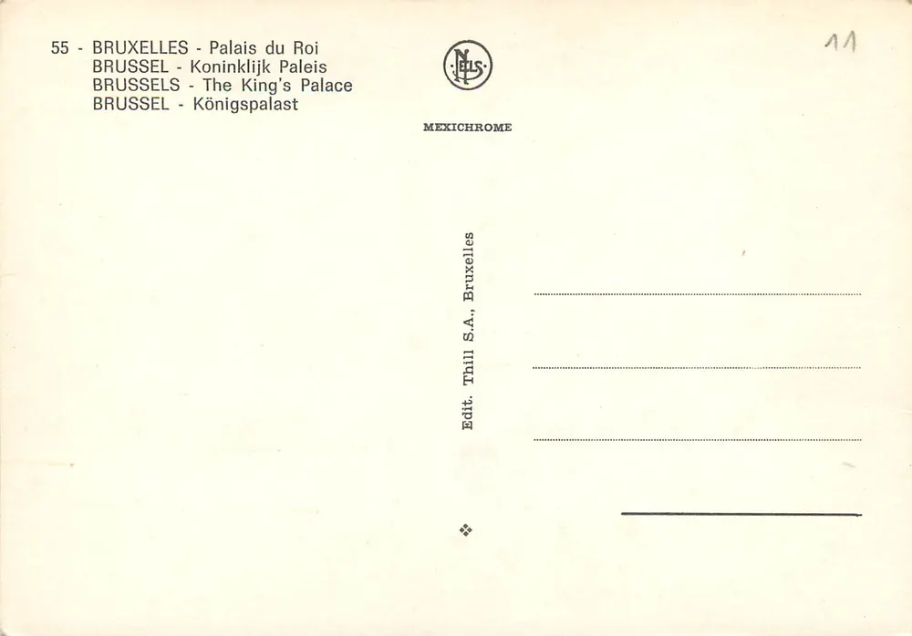 Palácio do Rei — Bruxelas — Editor Thill S.A., Bruxelas, n°55 - Verso