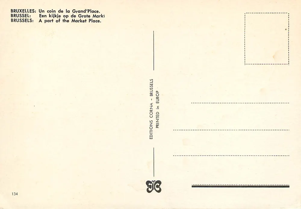 Bruxelles - Grand'Place — Éditions Corna, n°134 - Verso