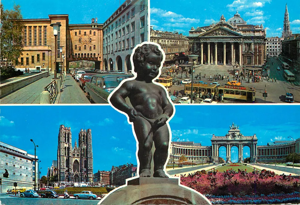 Bruxelas — vista panorâmica com a estátua do menino — editor DEMOL, n° 0064 - Frente