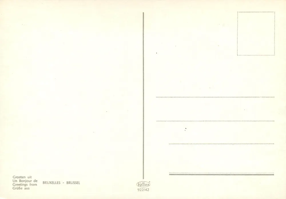 Bruxelas - Bruxelas - Brussel — cartão postal artístico com cinco vignettes de monumentos — editor Ketteler, n° 922/42 - Verso