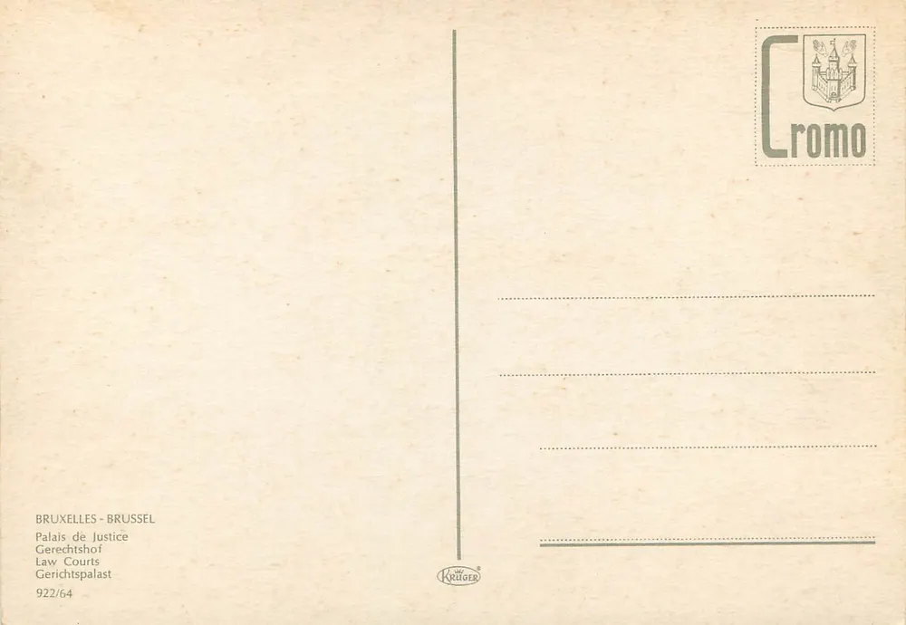 Palácio de Justiça — Bruxelas — editor Cromo n°922/64 - Verso