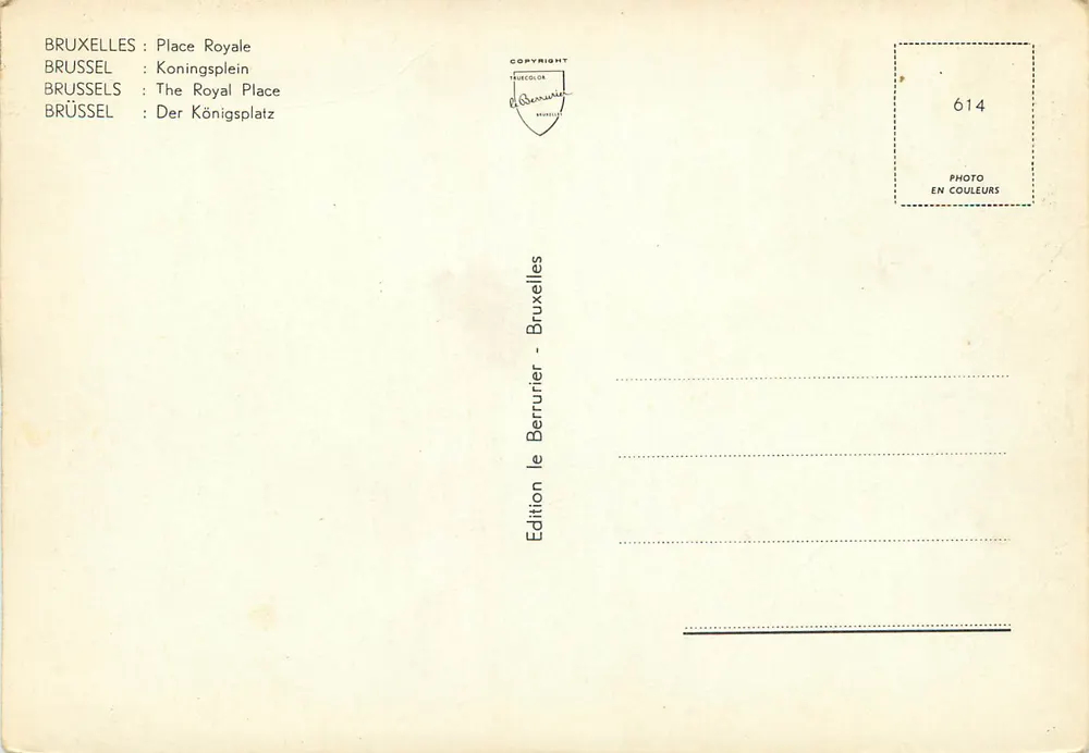 Praça Real — Bruxelas — Edição Bruxelense n°614 - Verso