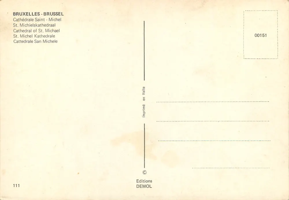 Bruxelas - Bruxelas - Catedral de São Miguel — Edições DEMOL n°00151 - Verso