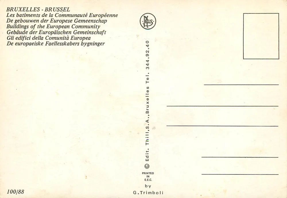Bruxelas - Edifícios da Comunidade Europeia - Editor Thill, S.A., Bruxelas - Verso