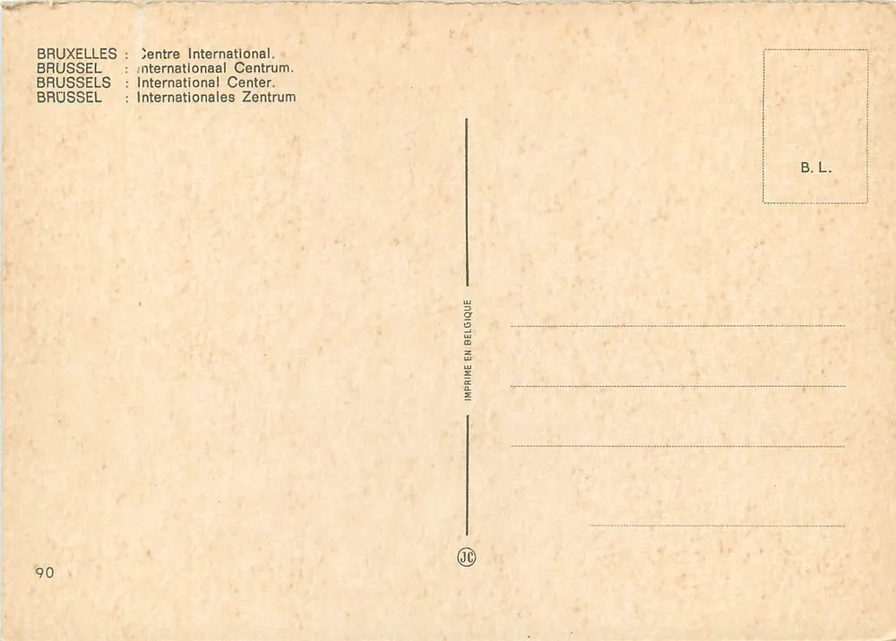 Bruxelas - Centro Internacional — editor JC, n°90 - Verso