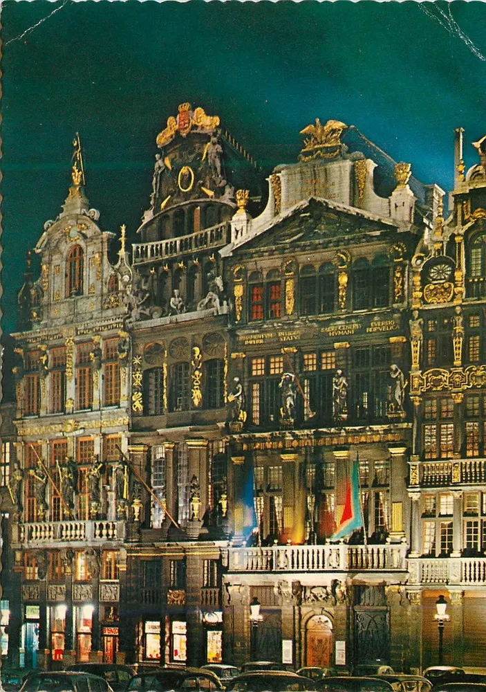 Bruxelas - Grand-Place — vista noturna — B.D. n°126 - Frente