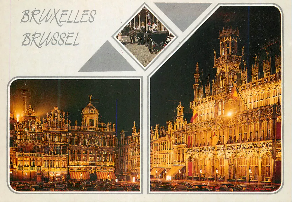 Bruxelas — vista noturna dos edifícios históricos — a. van mieghem, YB.60 - Frente