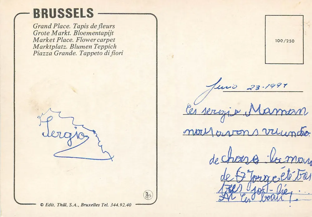 Bruxelas - Grand Place — Tapete de flores — Edit. Thill, S.A., n° 100/250 - Verso