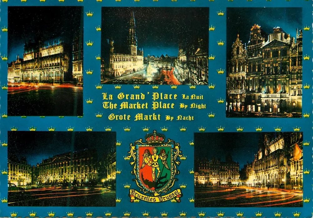Wielka Plac w Brukseli — widok nocny — seria 79, wydawca JC - Awers