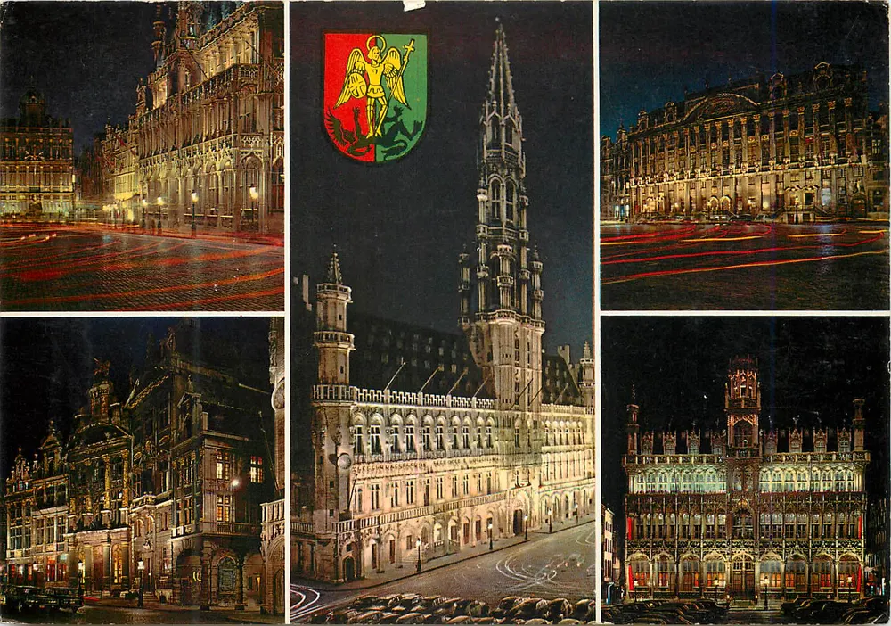 Bruxelas — vista noturna da Grand-Place e da Bourse — Edições DEMOL, n° 100/20 - Frente