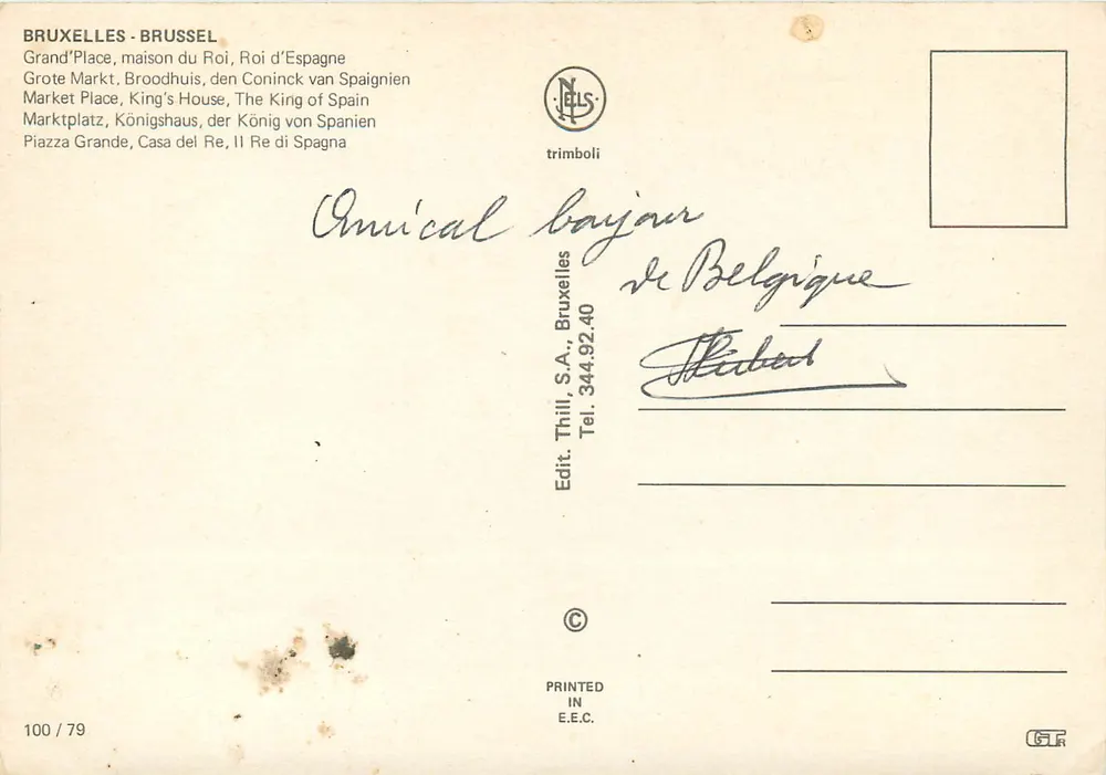 Bruxelles - Grand'Place, maison du Roi d'Espagne — édition Thill, S.A., n° 100/79 - Verso