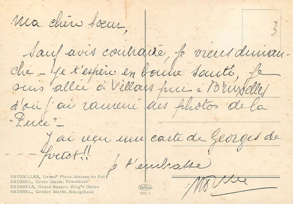 Bruxelas, Grand Place — Casa do Rei — editor Krüger n°922/2 - Verso