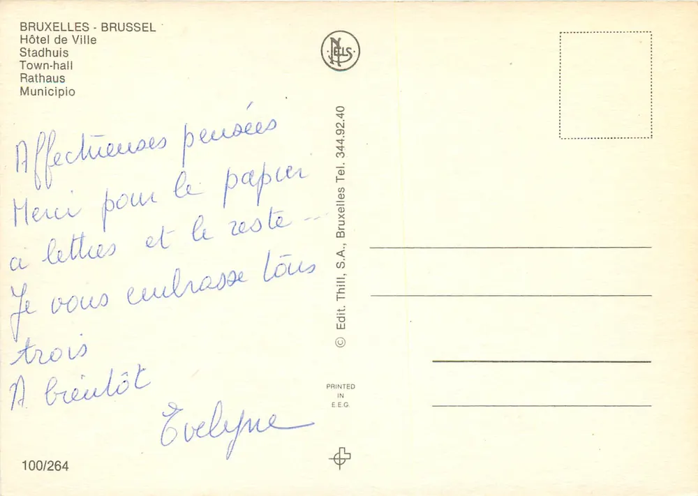 Brussels - City Hall — publisher Thill, no. 100/264 - Back