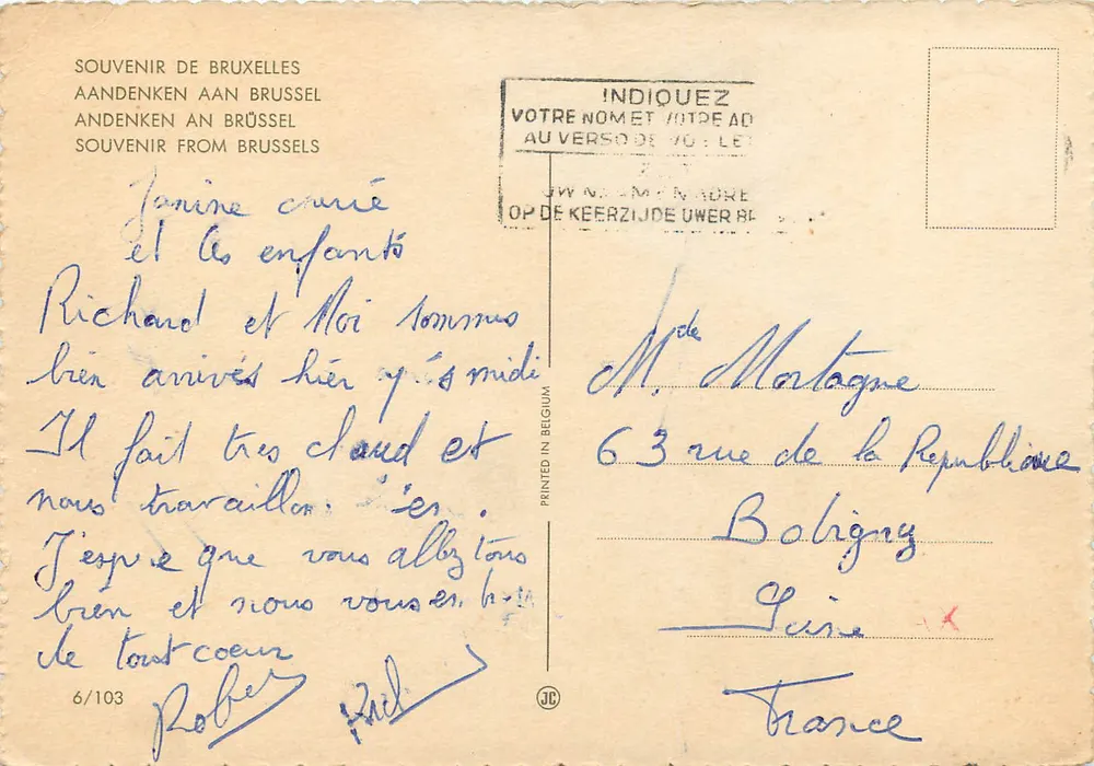 Bruxelas — Catedral, Manneken Pis, Hotel de Cidade — Souvenir de Bruxelas - Verso