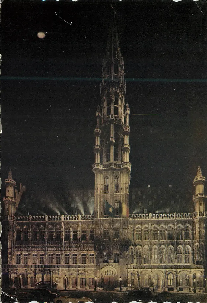 Bruxelas : Hotel de Ville — vista noturna — JC 6/129 - Frente