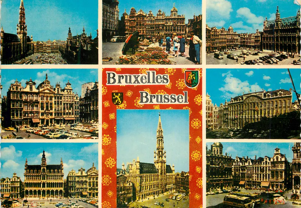 Bruxelas — vista panorâmica da Grand-Place e do Palácio de Justiça — editor desconhecido, n° 154 - Frente