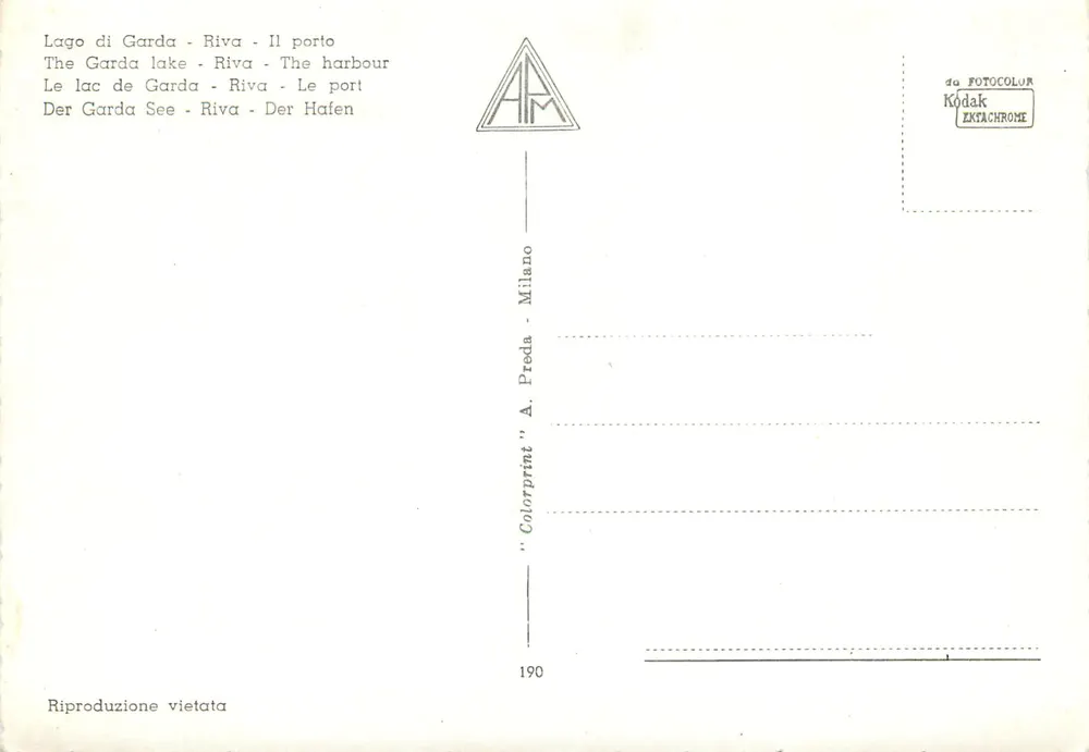 Lago di Garda - Riva - O porto — A. Preda, Milão, n° 190 - Verso