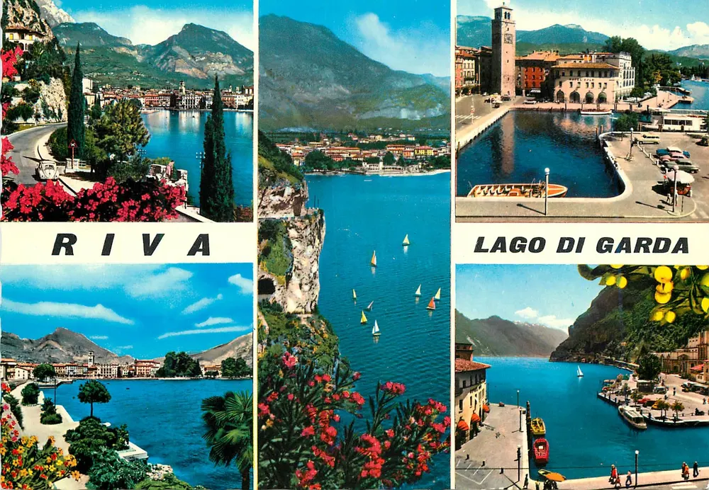Riva - Lago di Garda — vista panorâmica do lago e da cidade — editor M. Rossia Brescia, n° 2951 - Frente