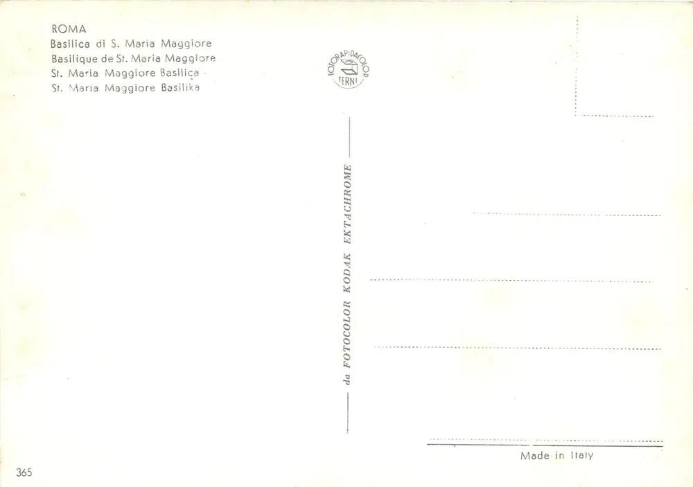 Roma — Basílica de Santa Maria Maior — editor FERNI, n° 365 - Verso